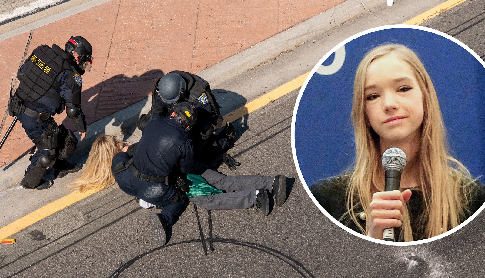 Der_Postillon's tweet card. Washington, D.C. (dpo) - Die in den USA lebende rechtsextreme Influencerin Naomi Seibt ist heute auf offener Straße von ICE-Agenten festgenommen und a