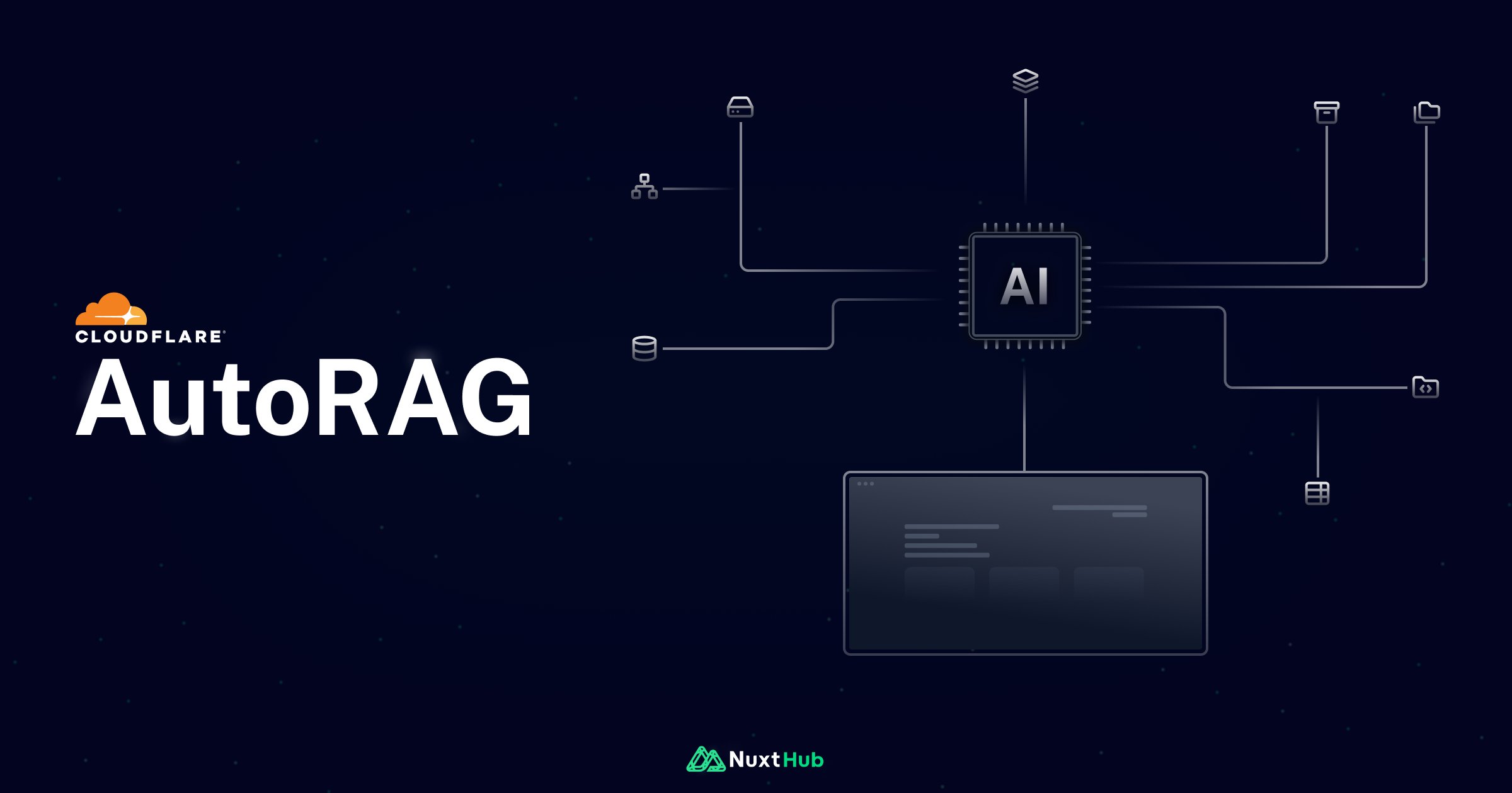 nuxt_hub's tweet card. Create fully-managed RAG pipelines to power your AI applications with accurate and up-to-date information.
