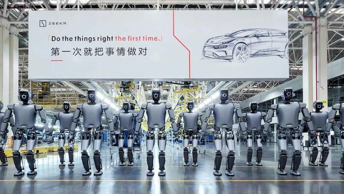 zerohedge's tweet card. Futuristic factories where robots rise from the floor, assembling trucks with zero human involvement...