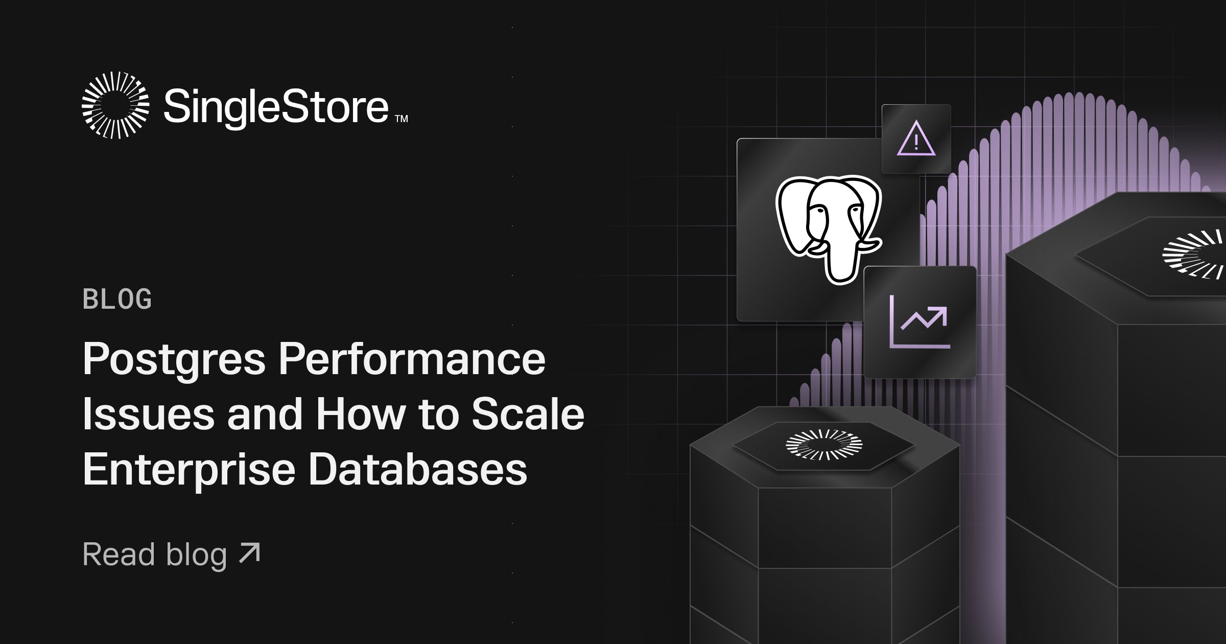SingleStoreDB's tweet card. Discover how SingleStore overcomes PostgreSQL’s scaling and performance limits with real-time analytics, distributed architecture, and elastic scalability.