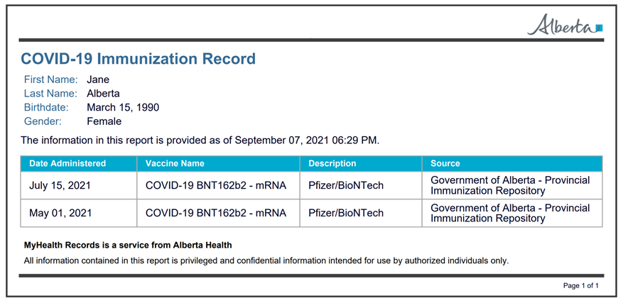 citynewscalgary's tweet card. Albertans will soon be able to print off a card with their COVID-19 vaccination records on it, the UCP government announced Tuesday.