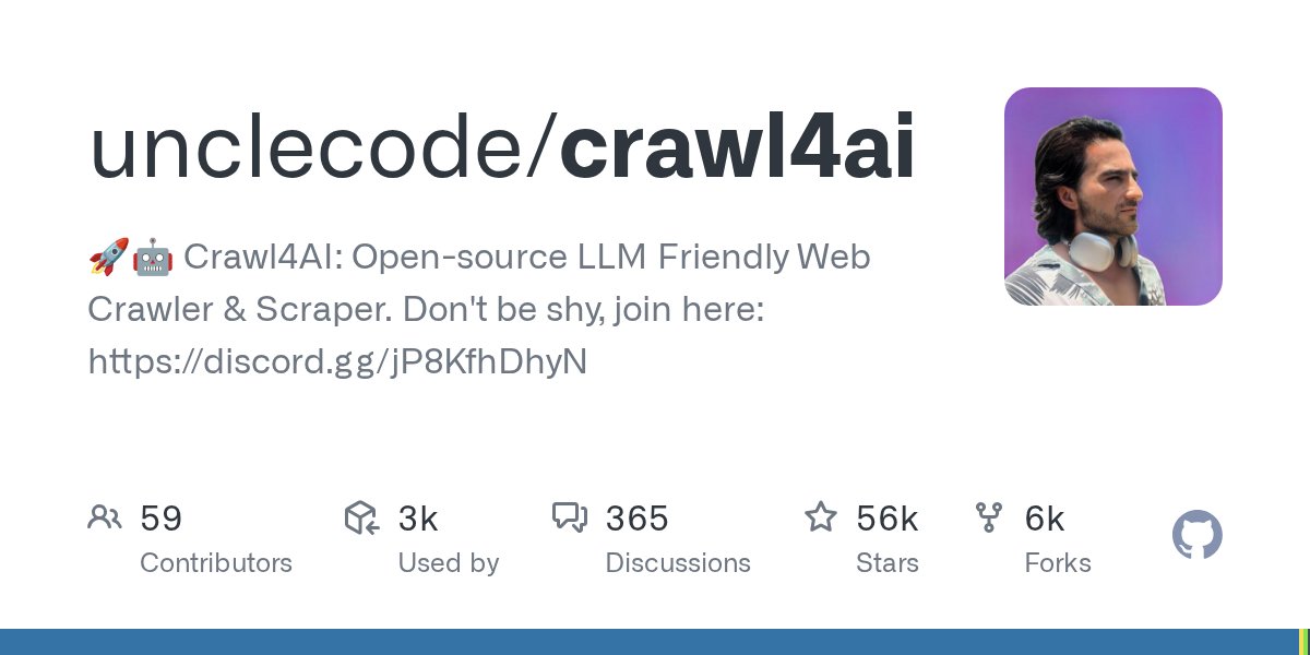dagoobet's tweet card. 🚀🤖 Crawl4AI: Open-source LLM Friendly Web Crawler & Scraper. Don't be shy, join here: https://discord.gg/jP8KfhDhyN - unclecode/crawl4ai