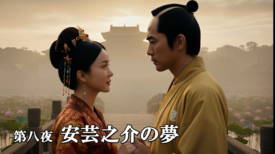 TVer_info's tweet card. 「小泉八雲のKWAIDANの世界 実写ルック版」11月21日(金)放送分「第八夜 安芸之介の夢」を無料で見るならTVer（ティーバー）！ある夏の午後、庭の杉の大木の下で友人と酒を酌み交わしていた、郷士の安芸之介。 木の根元をまくらにまどろんでいると、御所車を引く一団がやってきて、「常世の王の御命により、お迎えに参りました」と言う。安芸之介をのせた車は南へ南へと向かい、異国のように壮麗な宮殿に...