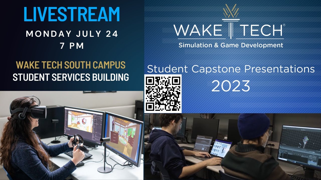 WakeTechGameDev's tweet card. Simulation & Game Development (SGD) | Summer 2023 Final Projects
