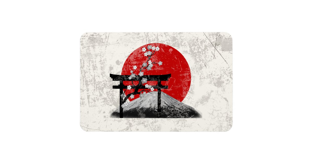 ArrayStores's tweet card. This patriotic flexible magnet design features the flag of Japan overlaying images of Mount Fuji, cherry blossoms and a torii gate... all with a modern, distressed effect. Search ID153 to see other...