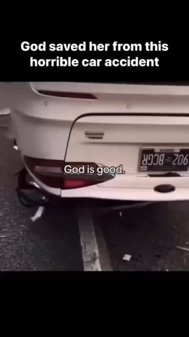 CSWrite2Inspire's tweet card. God saved her from this horrible car accident #atheism #christianity #science