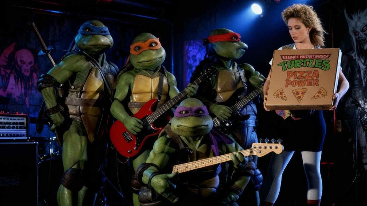 ChannelStarface's tweet card. Pizza Power, but its 1990s Goth Rock