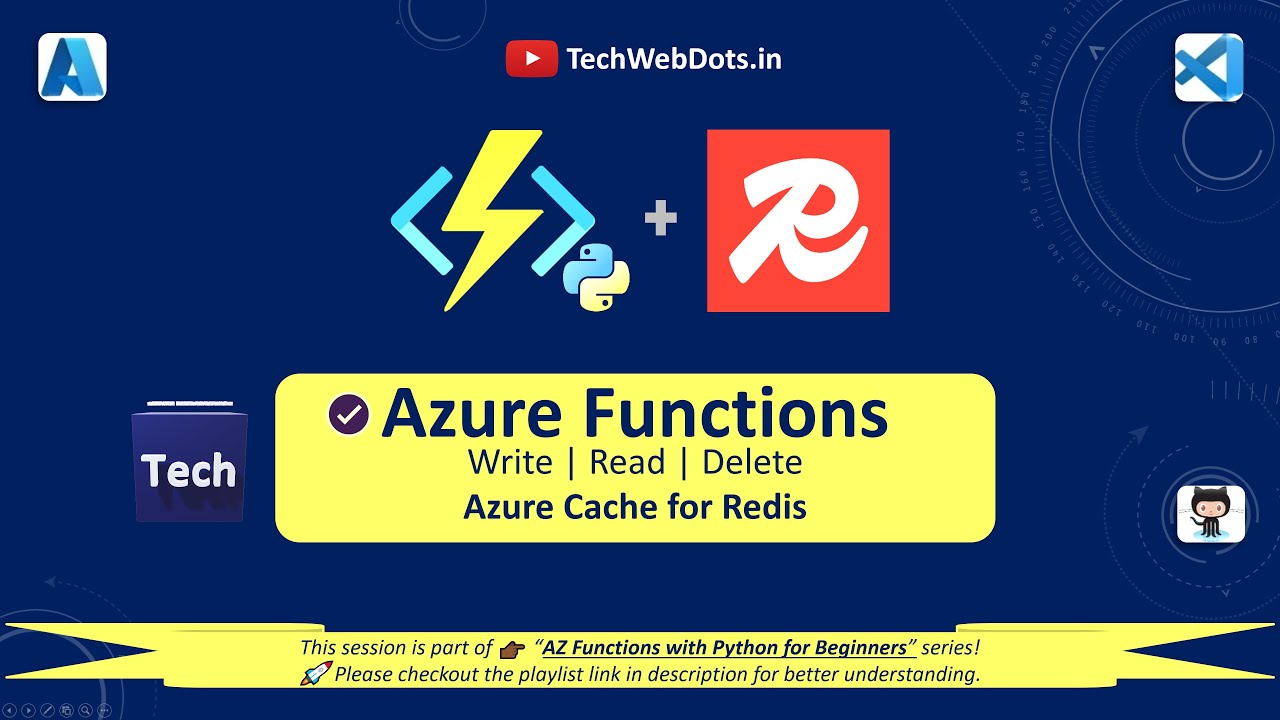 TechWebDots's tweet card. Azure Functions READ, WRITE & DELETE from Azure Cache for REDIS |...