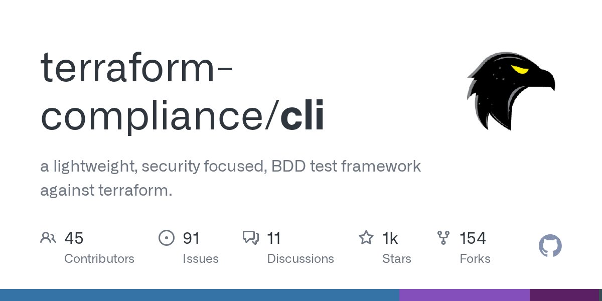 alanyoshida's tweet card. a lightweight, security focused, BDD test framework against terraform. - terraform-compliance/cli