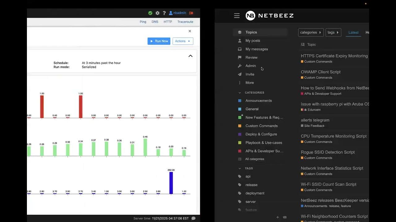 NetBeez's tweet card. Run OWAMP as a custom command on NetBeez