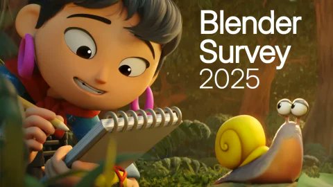 Blender's tweet card. Blender Foundation announces its annual user survey.