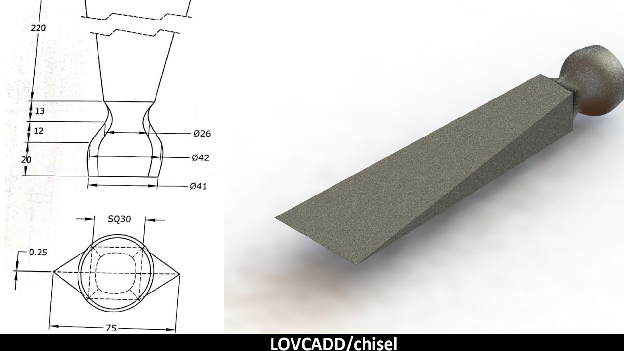 lovcadd's tweet card. how to make chisel (wedge) in solidworks tutorial by using loft...