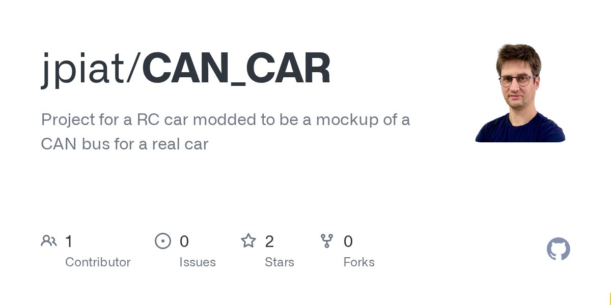 OpenPilot's tweet card. Project for a RC car modded to be a mockup of a CAN bus for a real car - jpiat/CAN_CAR
