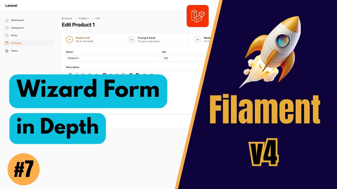 LaravelLinks's tweet card. Wizard Form | Multi-Step Form – FilamentPHP v4 Tutorial (Ep 7)