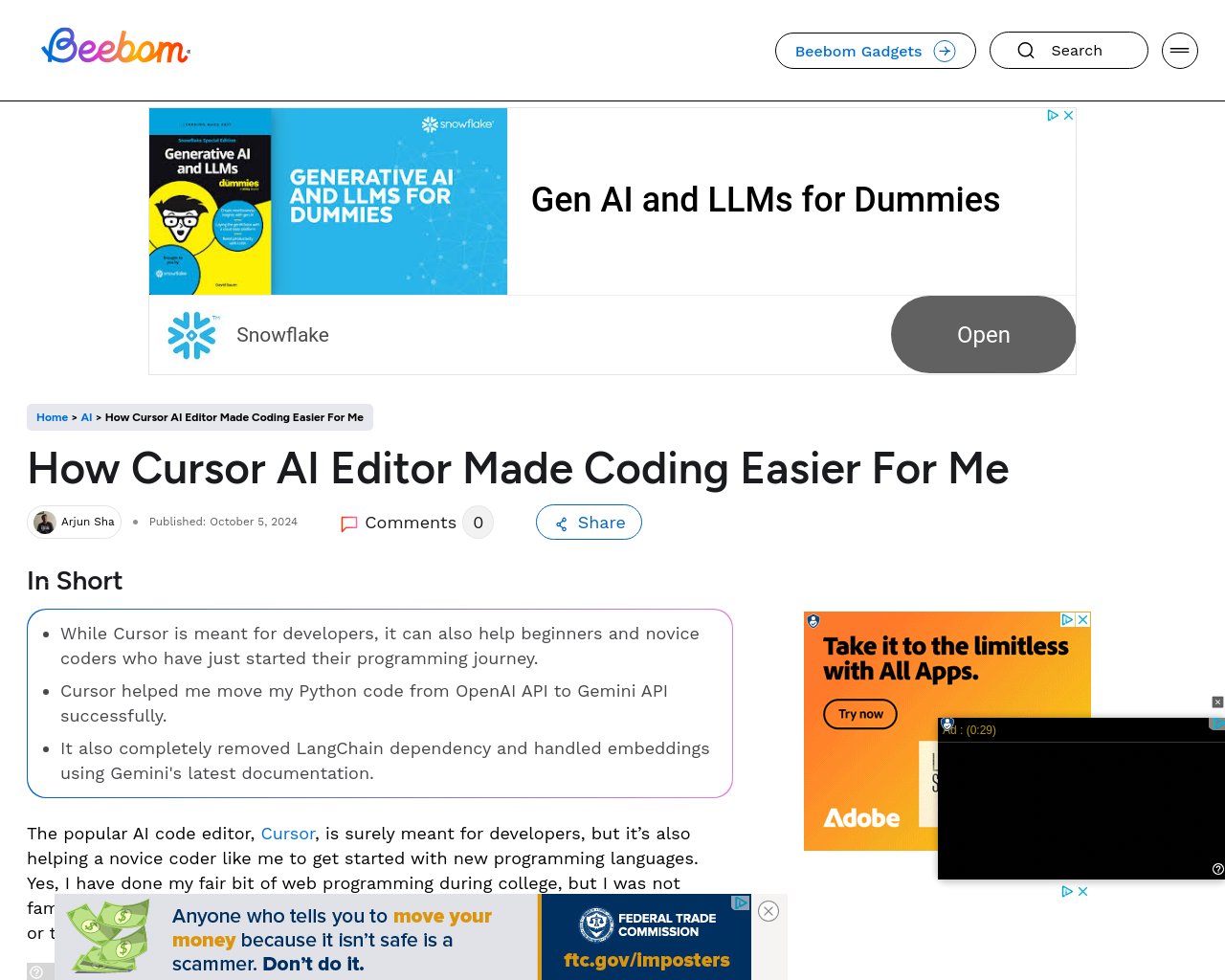 managetech_inc's tweet card. Cursorは開発者向けのAIコードエディタだが、初心者のような私にも新しいプログラミング言語の始め方を支援し