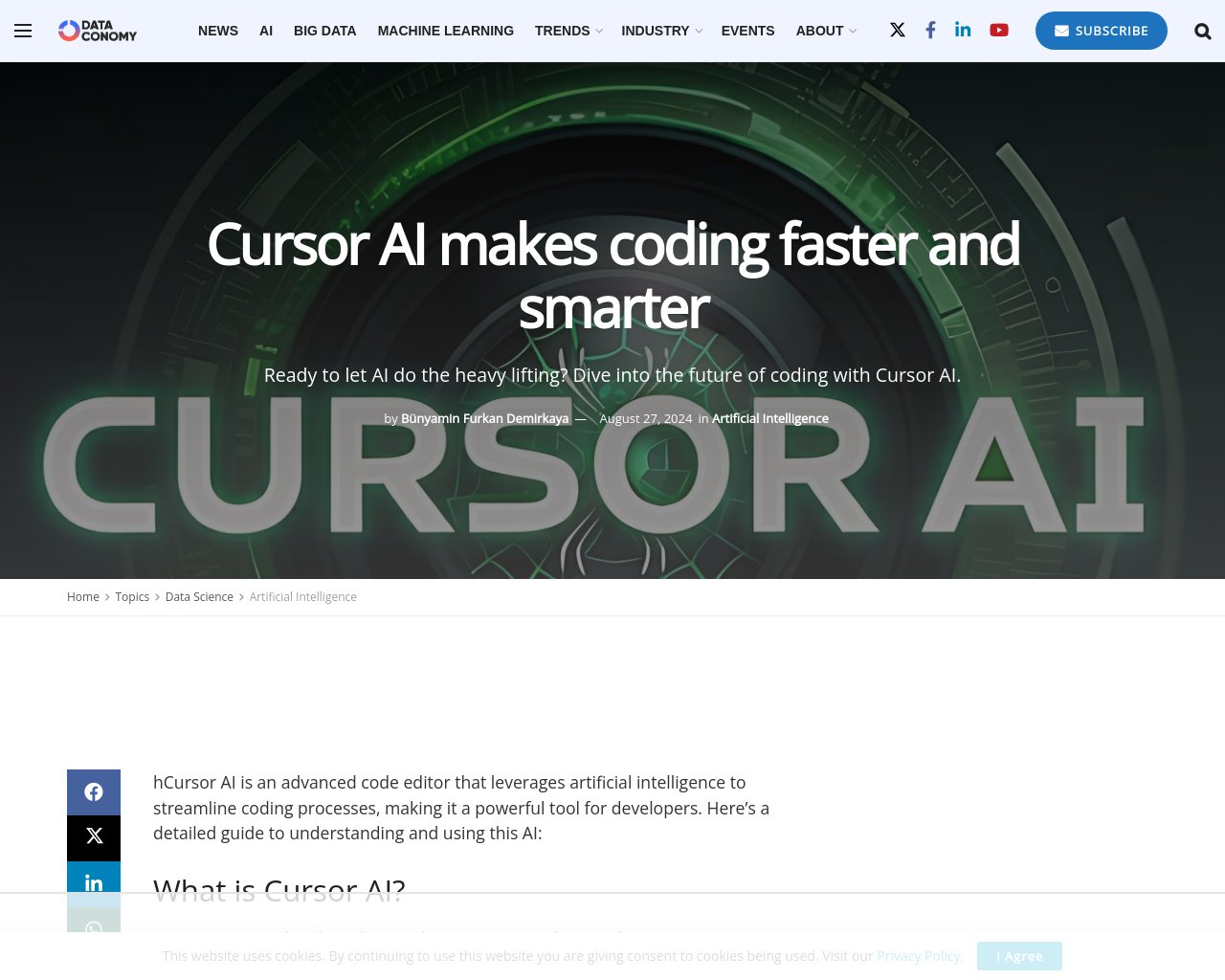 managetech_inc's tweet card. Cursor AIは、人工知能を活用してコーディングプロセスを効率化する高度なコードエディターです。 AI機能