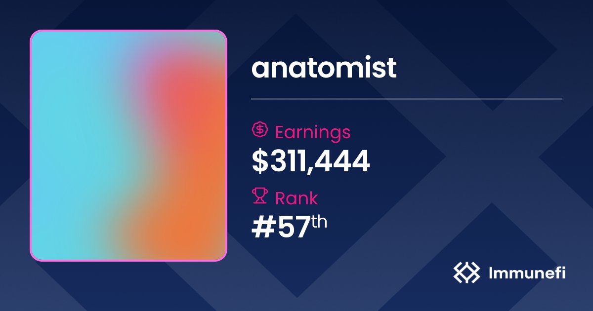bit_coit's tweet card. Profile of anatomist on Immunefi