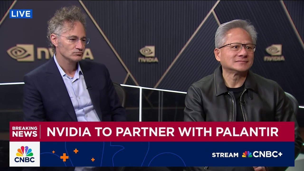 chen2rong2's tweet card. Palantir and Nvidia CEOs discuss their latest partnership
