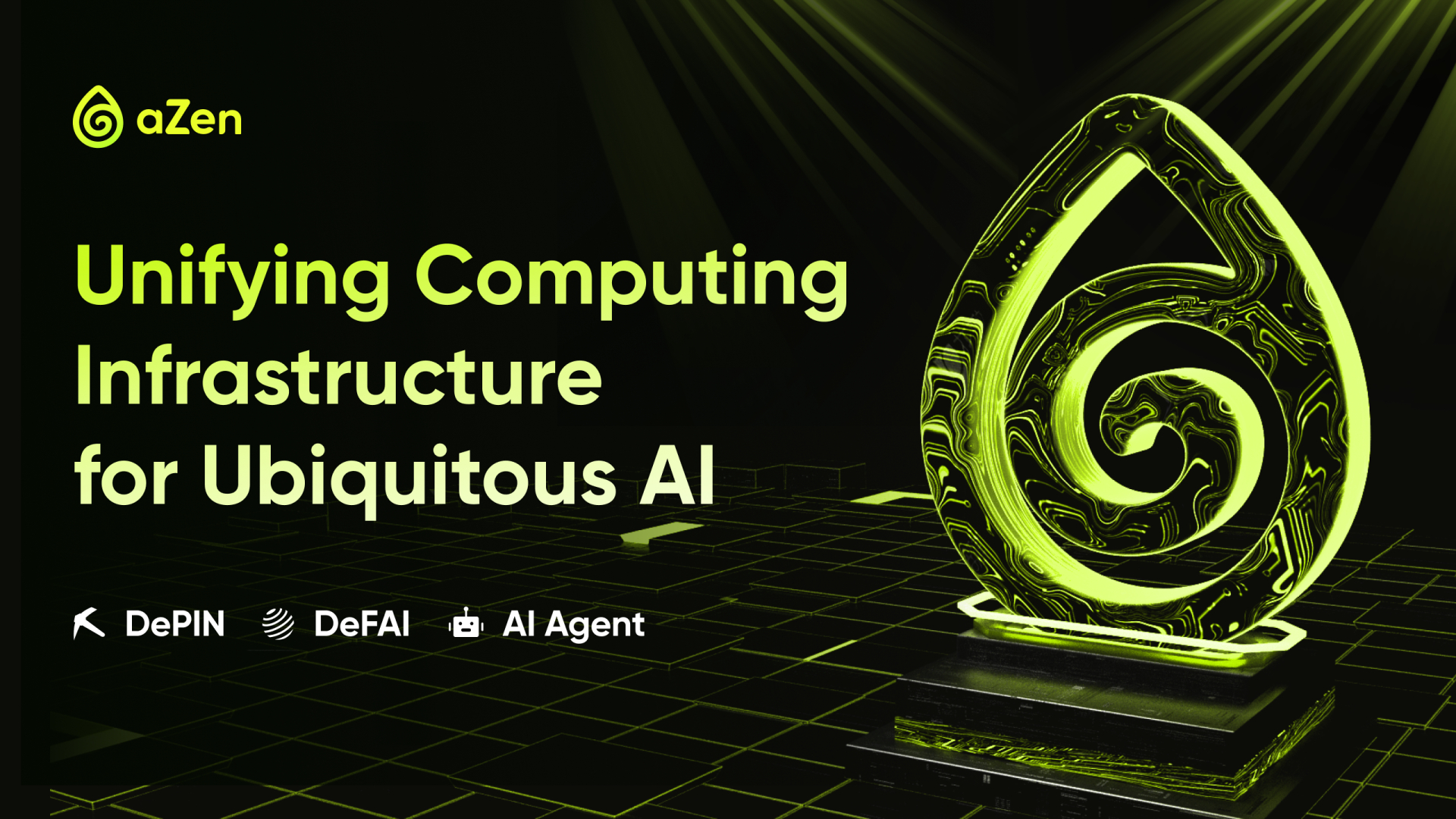 azen_protocol's tweet card. Web 3.0 infrastructure project backed by Waterdrip Capital and Royal Front aims to transform global AI computing with decentralized edge resource integration and scalable tokenized computing.