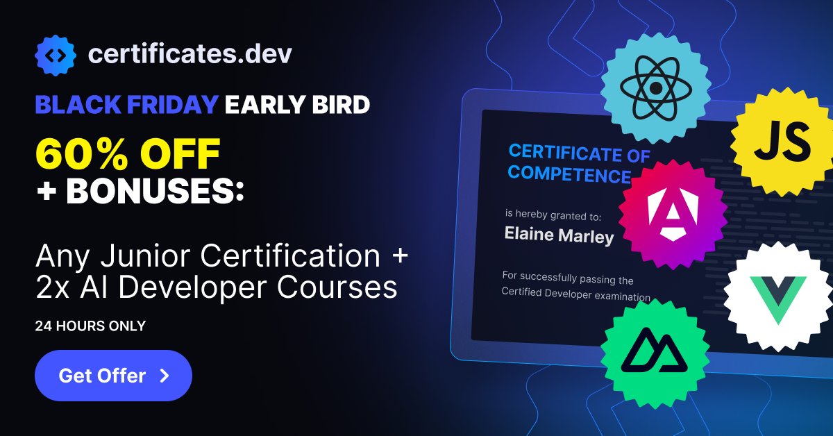 ShaikDavudh's tweet card. Get Certified! Have your developer skills validated and stand out in the crowd for promotions and new positions.