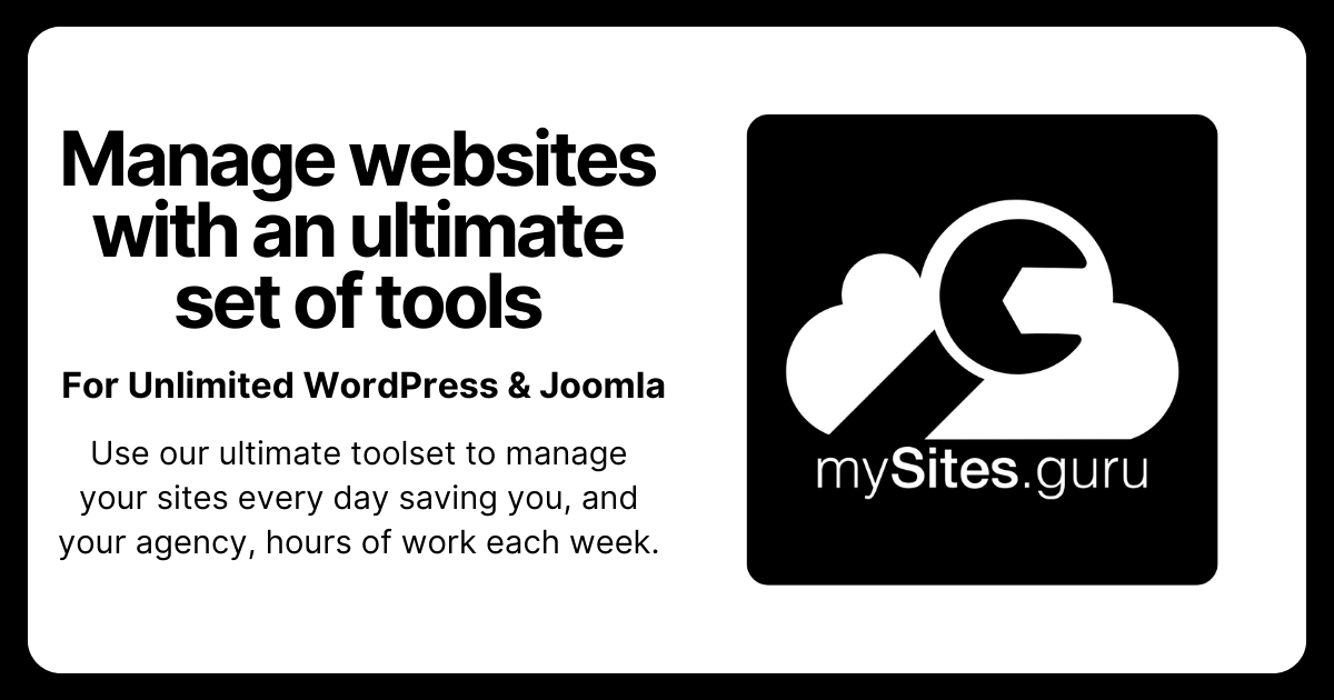mysitesguru's tweet card. Manage Multiple WordPress & Joomla Sites in a single Dashboard and get Best Practice, Security Audits and Monitoring for unlimited sites.