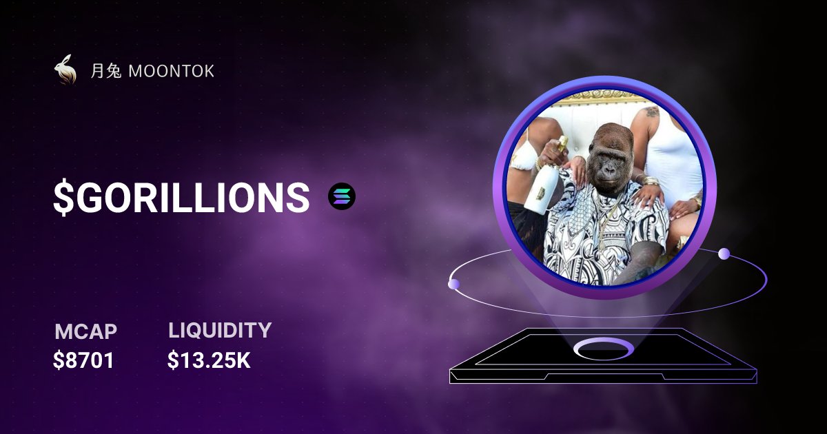 GORILLIONSKID's tweet card. $GORILLIONS | Moontok.io 月兔