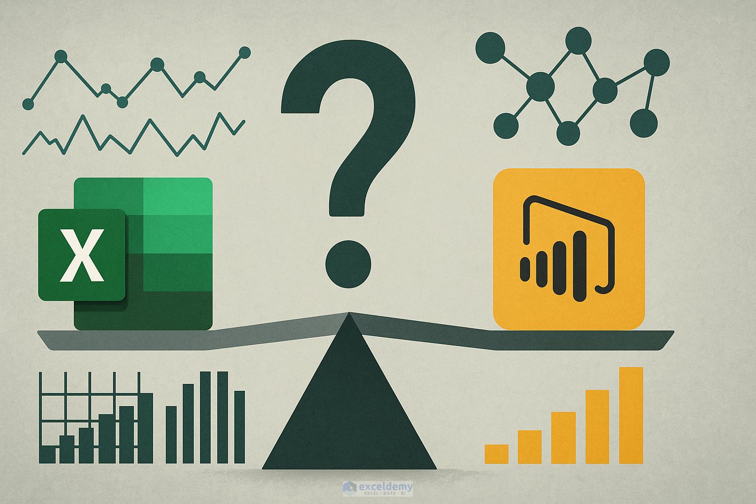 ExcelDemy's tweet card. In this tutorial, you will get the steps of building hybrid report and when to start Excel vs when to start in Power BI.