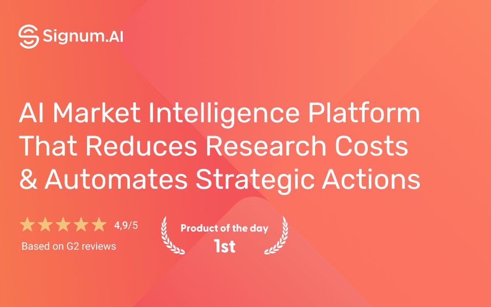 SignumAI's tweet card. AI-powered competitive intelligence software to track your competitors’ moves. Monitor hiring, messaging, product updates, and online presence — all in one place.