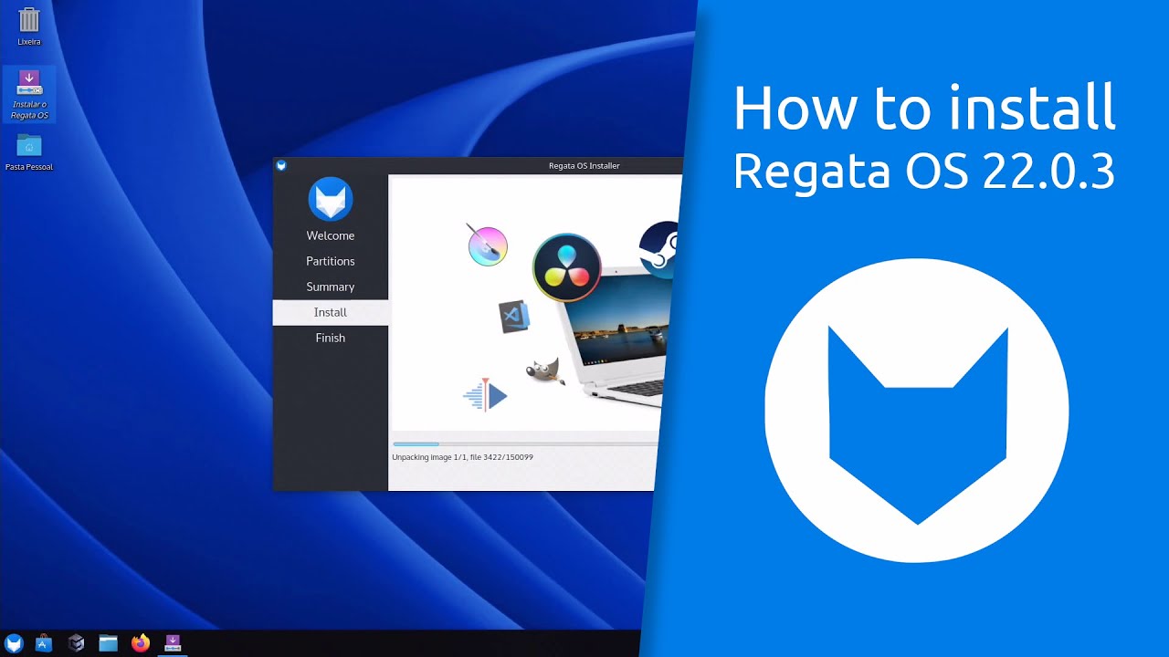 ribalinux's tweet card. How to install Regata OS 22.0.3