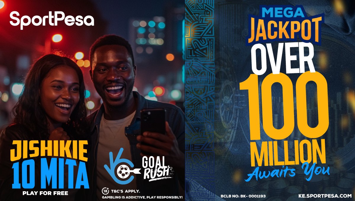 Intel__bloom's tweet card. It's Furahi-day! Dickson alishaset pace, YOU are NEXT, jishikie over 100 milli MJP na 10 million ya Goal Rush Now, uji-nice! PREDICT the 3 #SportPesaGoalRush Games