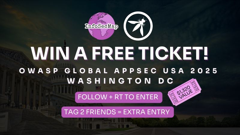 InfoSecMap's tweet card. 🥳 Congratulations Richard O, you’re the lucky winner of the ticket to attend the OWASP® Foundation' s Global AppSec USA conference! 🎟️ Alternate winners, in case the primary winner cannot attend:...