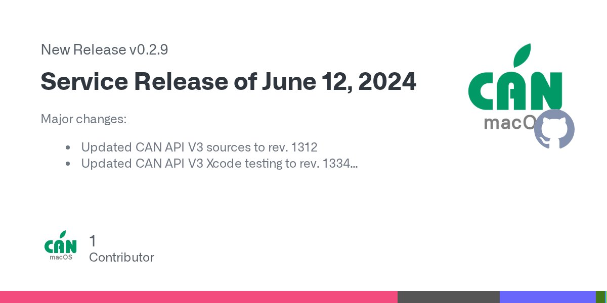 uv_software's tweet card. Major changes: Updated CAN API V3 sources to rev. 1312 Updated CAN API V3 Xcode testing to rev. 1334 Updated CAN API V3 GoogleTest testing to rev. 1336 Removed upper size limit of string propertie...