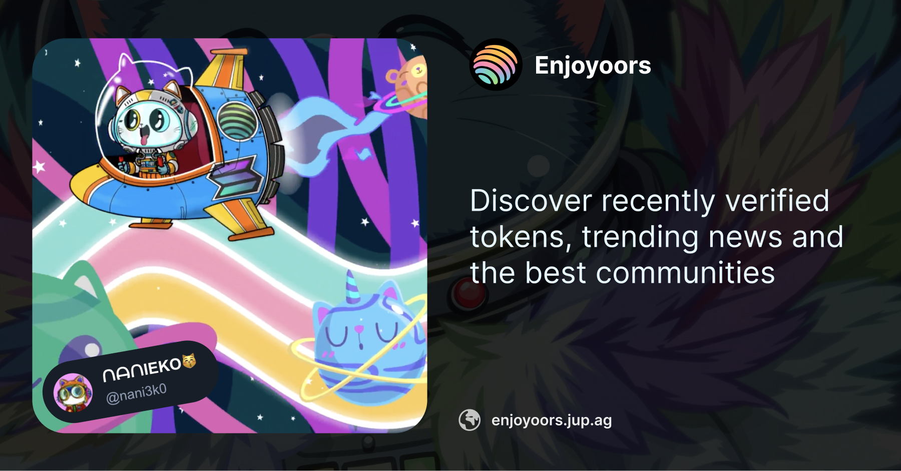 jup_studio's tweet card. Charts go up, charts go down... but culture? Culture is forever. Create culture with your favourite coins and have your art and lore immortalized in token pages, apis and content spaces on Jupiter.