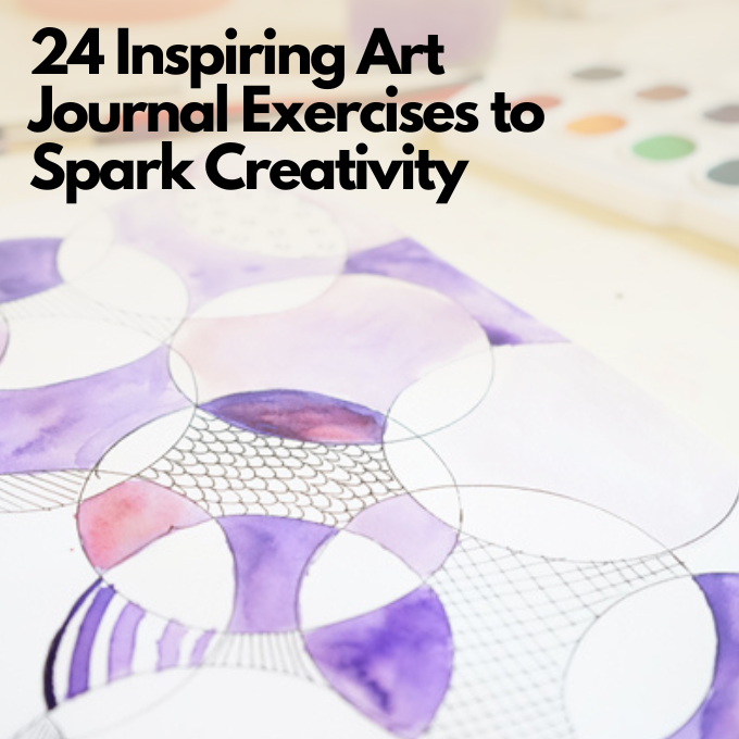 InnerChildFun's tweet card. 23 Inspiring Art Journal Exercises for self-care, reflection, experimentation, technique and skill improvement, and to spark creativity