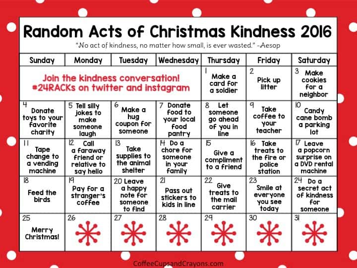 InnerChildFun's tweet card. Download this free Random Acts of Christmas Kindness advent calendar and get ready to make memories with your kids or class this year!