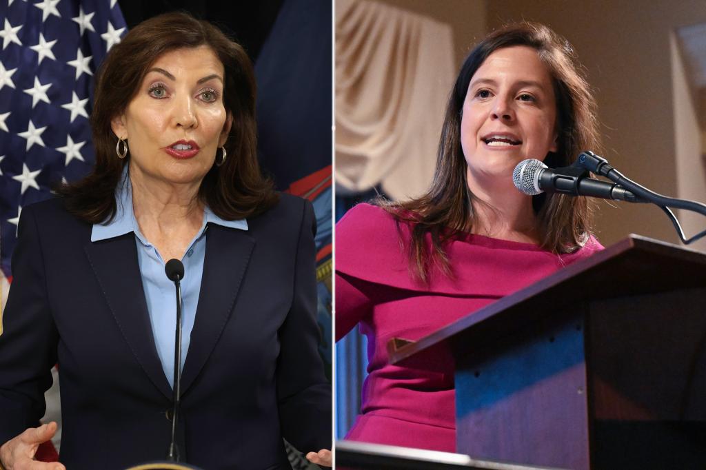 ProjectedElect's tweet card. Upstate Republican Rep. Elise Stefanik is running neck-and-neck in a hypothetical race for governor against Democratic incumbent Kathy Hochul, a new poll claims.