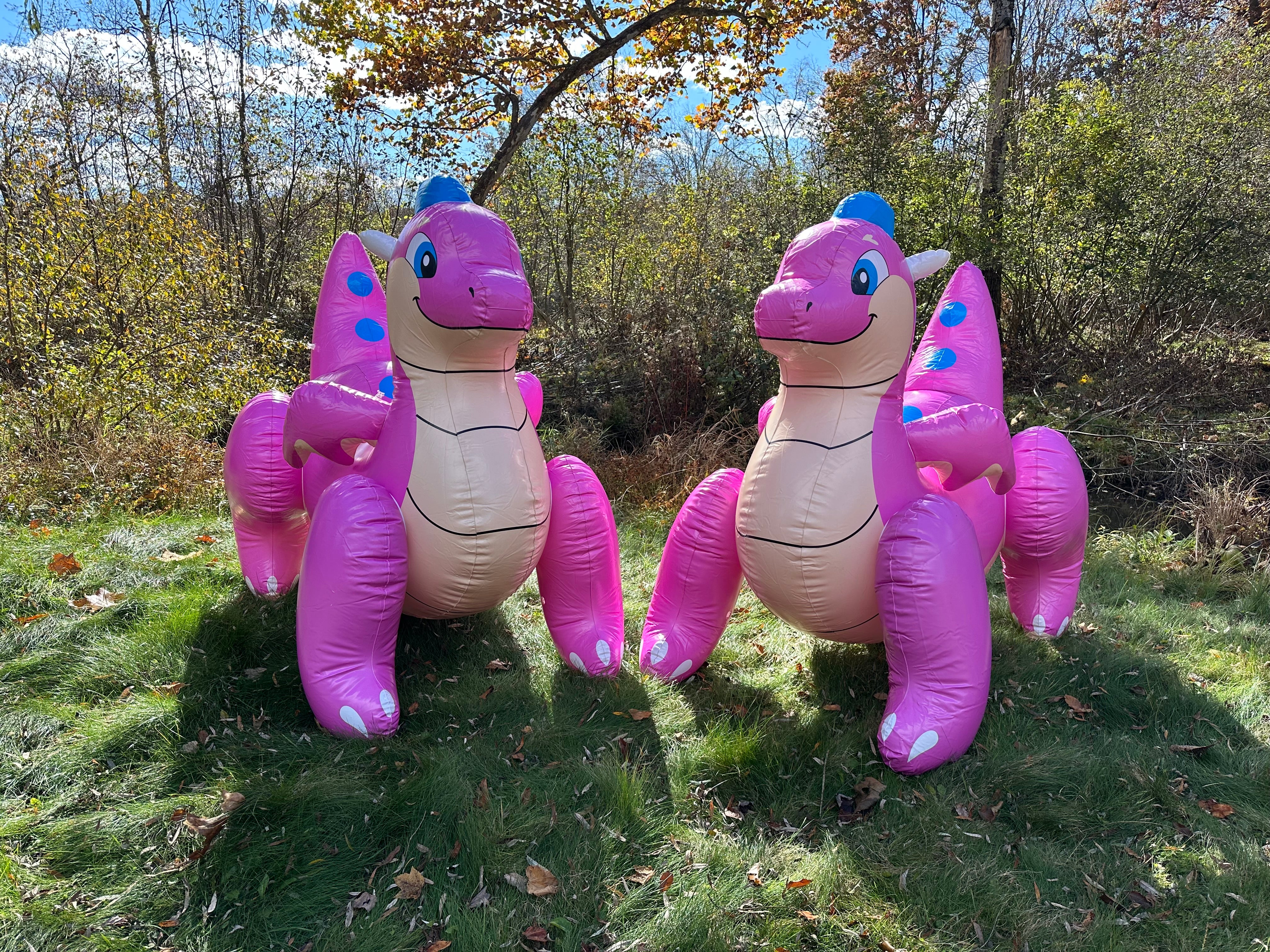 14werewolvesLLC's tweet card. Meet Bubbles The Dragon! Bubbles is 6' long and approx 6’ tall (180cm). Material: .4mm PVC.  The images here are of the prototype; the final will be printed with UV Printing.  Bubbles has 8 chambers;...