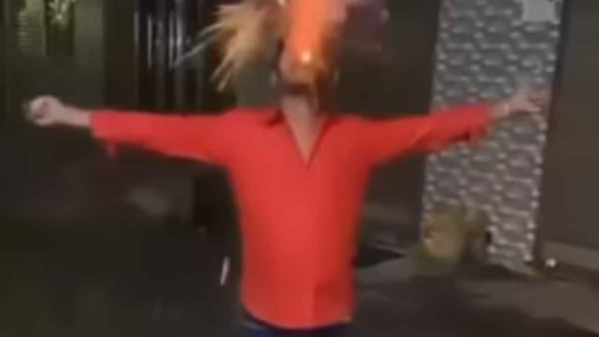 CNNnews18's tweet card. As the firecracker ignites, sparks fly around, but the man stands unafraid with arms outstretched. Miraculously, neither he nor anyone nearby was injured