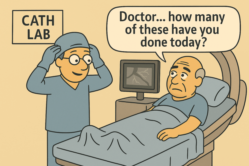 docsopinion's tweet card. A cardiologist reflects on what “routine” really means in medicine—and how trust and vulnerability define every procedure, from cath lab to endoscopy suite.