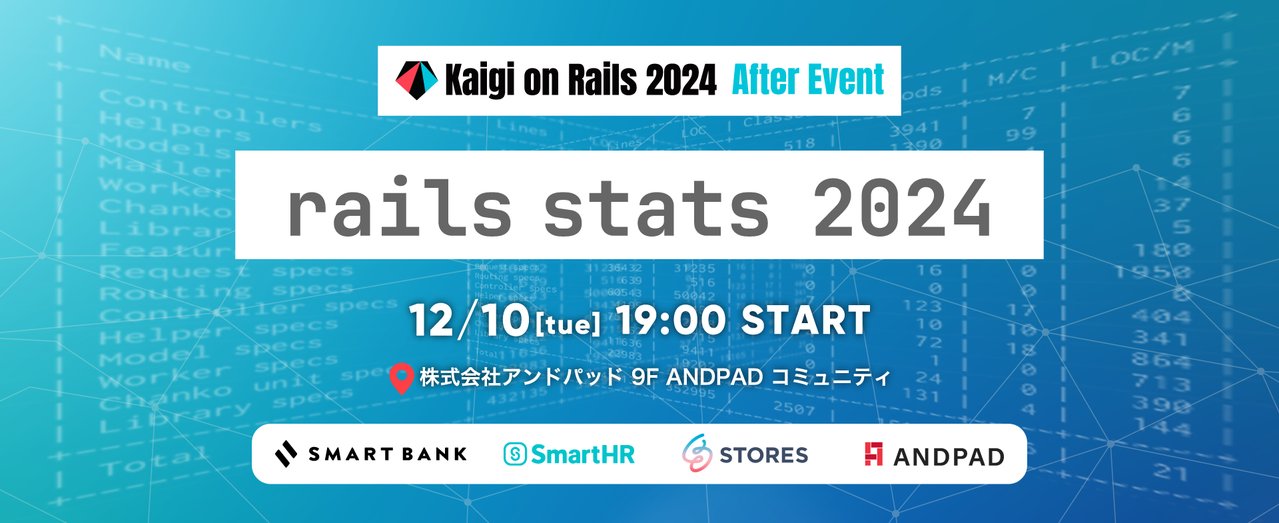tricknotes's tweet card. ## はじめに Kaigi on Rails 2024 のアフターイベントとして、会期中に話題になった、 Rails 公式サイトのキャッチコピー、 > "Rails scales from HELLO WORLD to IPO" この過程において、Kaigi on Rails 2024 のスポンサーである スマートバンク 、 SmartHR 、 STORES 、アンドパッドの各社がどのように...
