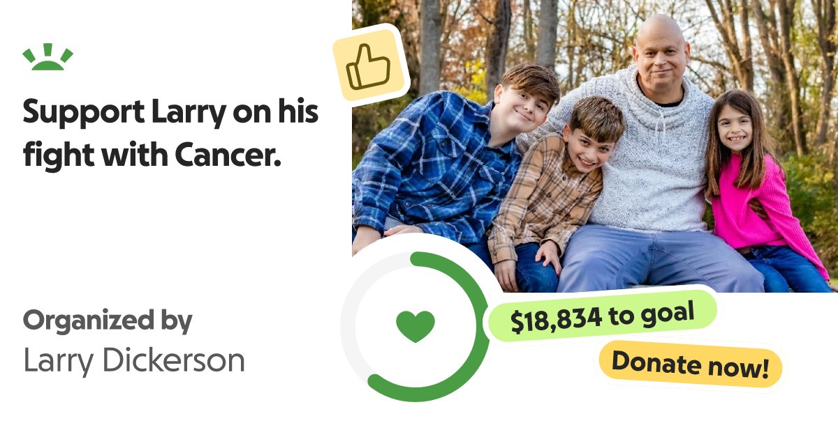TechExamined's tweet card. My name is Larry, and to many online, I'm known as geekynerddad – a father, an… Larry Dickerson needs your support for Support Larry on his fight with Cancer.