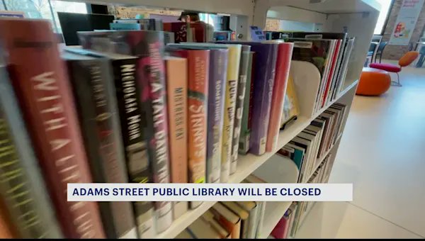 News12BK's tweet card. Librarygoers can still access services across the street at the Adams Street Library Annex, where they can pick up holds, return books, and borrow board games.
