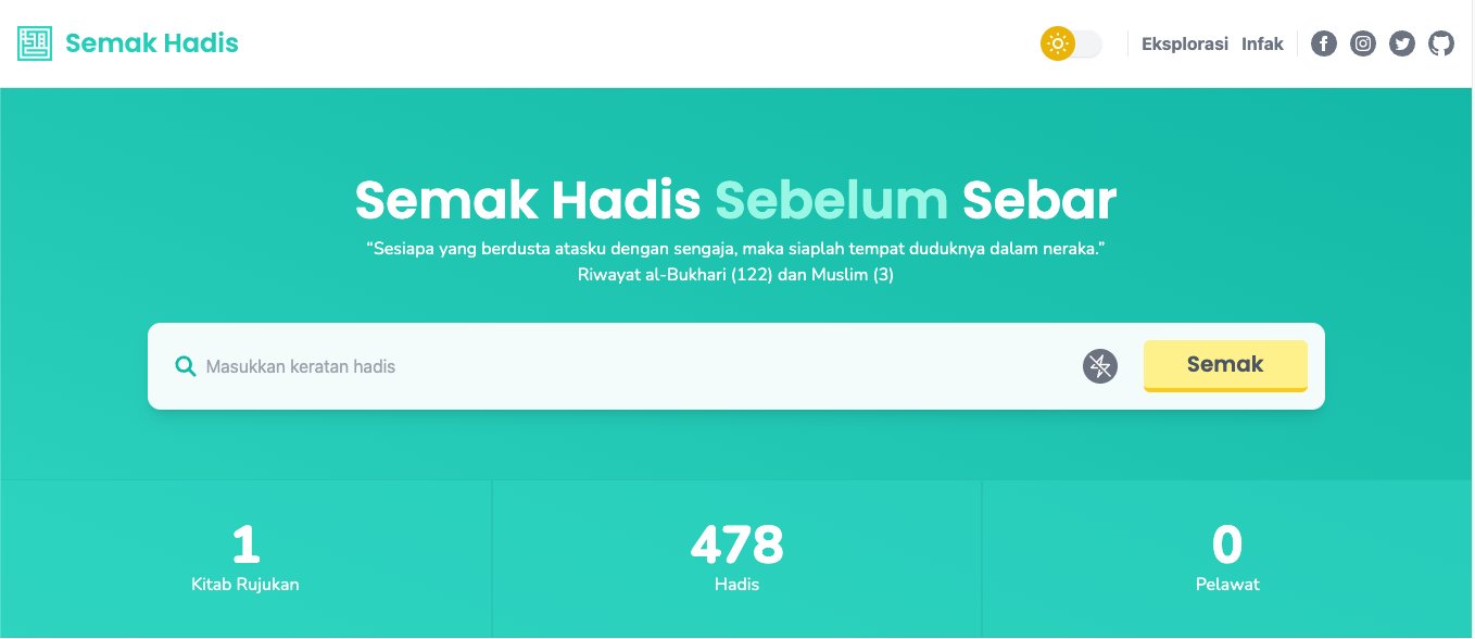 acaiijawa's tweet card. Semak Status Hadis Dengan Mudah