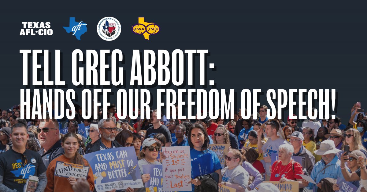 TAMU_AAUP's tweet card. Greg Abbott is using the Office of the Governor against Texas educators in unprecedented ways, calling for the firing of professors, public school teachers, and staff for opinions shared on their...