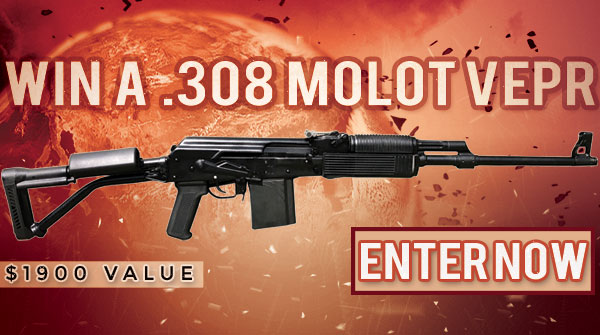 TwoPawsTrading's tweet card. Win A .308 Russian Molot Vepr Rifle