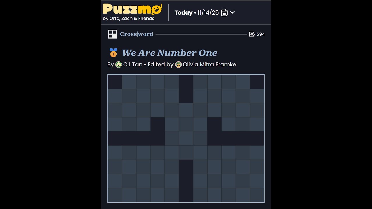 juicyluce9's tweet card. Puzzmo Crossword 14/11/2025