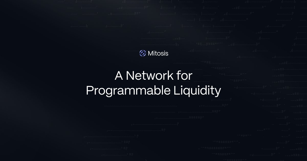 JimohHayomide1's tweet card. Mitosis is a L1 network designed for programmable liquidity that enhances the liquidity provision experience for both DeFi projects and liquidity providers.