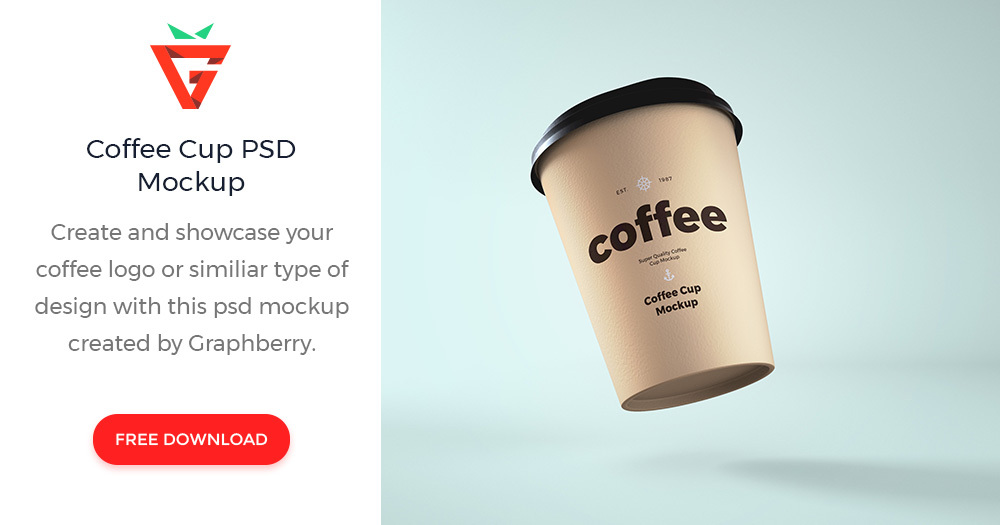 GraphBerry's tweet card. Create and showcase your coffee logo or similar type of design with our take away coffee cup mockup. You can replace the design with just a few clicks via smart layers using Photoshop. Enjoy!