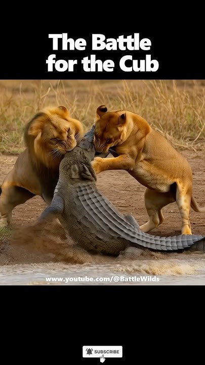 ledesma5000's tweet card. Lion vs Crocodile ‼️ The Wild Doesn't Forgive Again #lion #crocodile