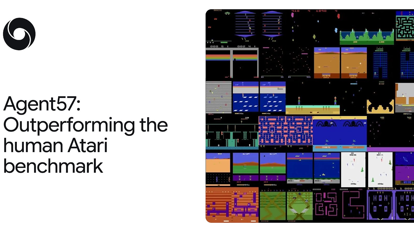 GoogleDeepMind's tweet card. The Atari57 suite of games is a long-standing benchmark to gauge agent performance across a wide range of tasks. We’ve developed Agent57, the first deep reinforcement learning agent to obtain a score…